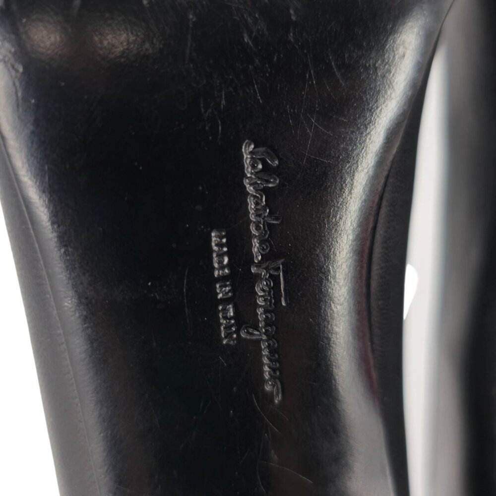 Vintage Salvatore Ferragamo Classic Black Leather Dress Heels Pump Women 8.5AAAA - Picture 15 of 15